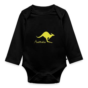 australia kangaroo - Australien kangaroo - Baby Bio-Langarm-Body - Schwarz - Vorne