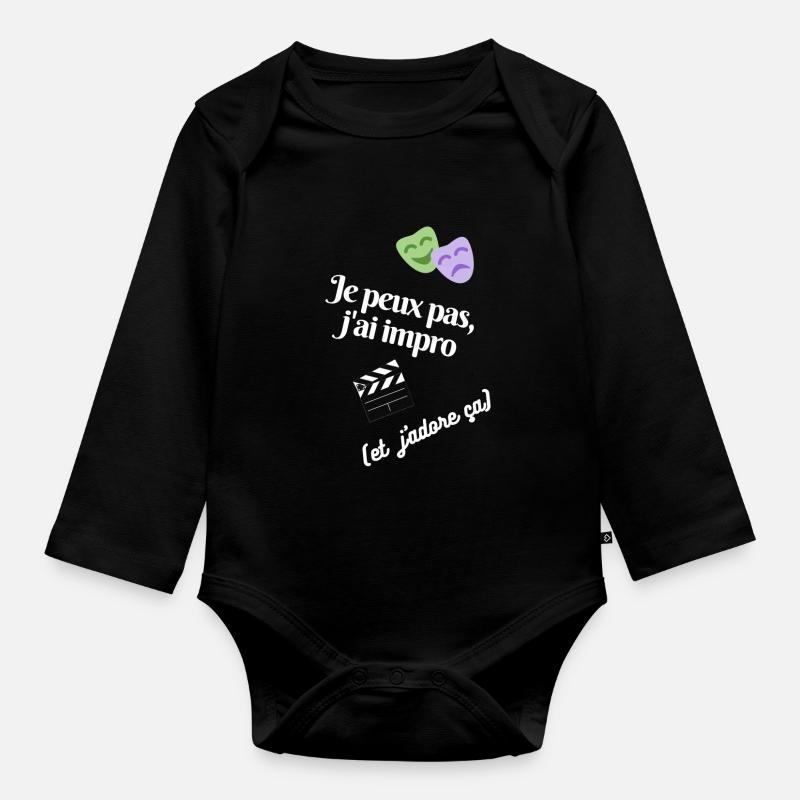 Théâtre d'improvisation, j'adore! - Body Bébé bio manches longues - noir