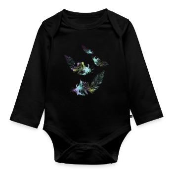 Regenbogenfedern - Baby Bio-Langarm-Body - Schwarz - Vorne