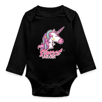 Süßer Unicorn Pastelltraum - Baby Bio-Langarm-Body - Schwarz - Vorne