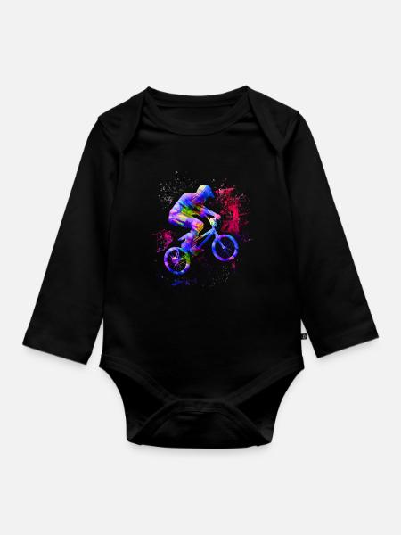 Buntes BMX / Farbiges BMX / BMX Fahrrad - Langærmet babybody, økologisk bomuld - sort