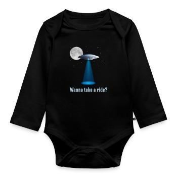 Alien Aliens Ufo Space Raumschiff Geschenkidee - Baby Bio-Langarm-Body - Schwarz - Vorne