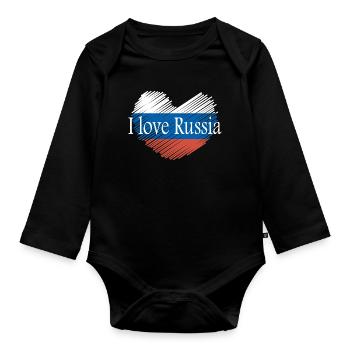 J'aime la russie - Body Bébé bio manches longues - noir - Devant