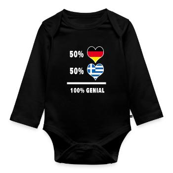 Deutschland und Griechenland Genial / Geschenk - Baby Bio-Langarm-Body - Schwarz - Vorne