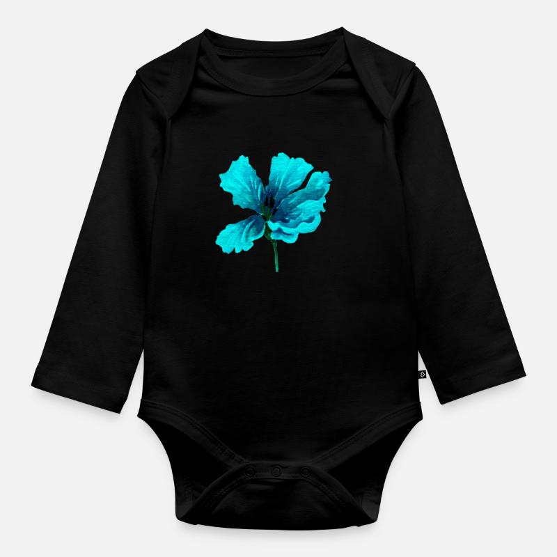 fleur - Body Bébé bio manches longues - noir
