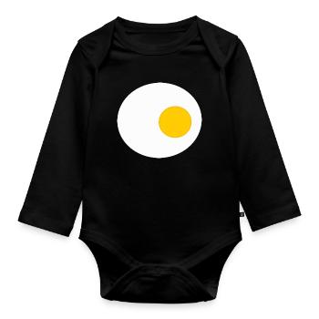oeuf au plat, oeuf, oeufs, t-shirt, tablier costume - Body Bébé bio manches longues - noir - Devant