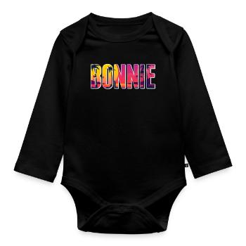 Partnerlook | Bonnie Clyde Beziehung Liebling Paar - Baby Bio-Langarm-Body - Schwarz - Vorne