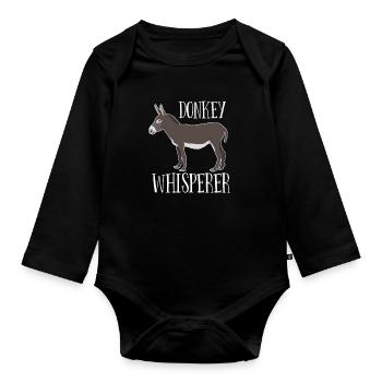 Donkey - Donkey Whisperer - Organic Longsleeve Baby Bodysuit - black - Front