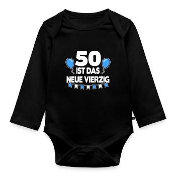 Geschenk 50. Geburtstag 50 Jahre lustig Spruch - Baby Bio-Langarm-Body - Schwarz - Vorne