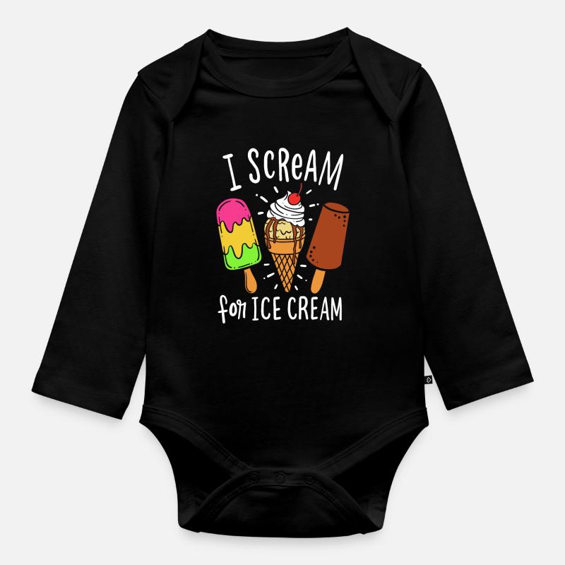 Eis Eisdiele - Baby Bio-Langarm-Body - Schwarz
