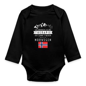 Ich brauche keine Therapie Norwegen Spruch - Baby Bio-Langarm-Body - Schwarz - Vorne
