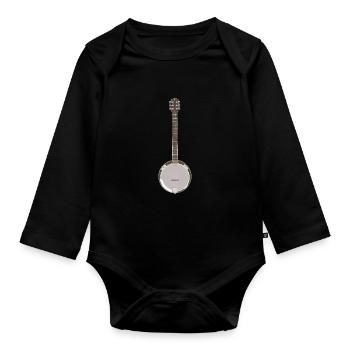 Banjo - Single Banjo - Organic Longsleeve Baby Bodysuit - black - Front