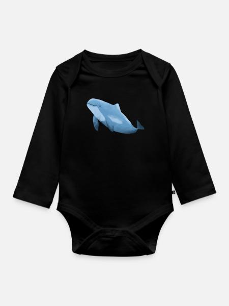 Schweinswal - Baby Bio-Langarm-Body - Schwarz