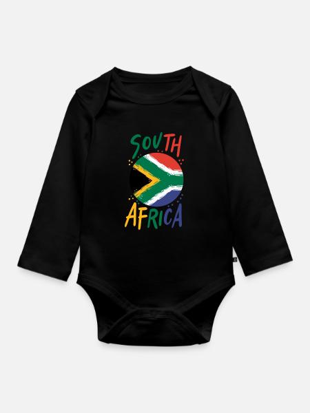 Zuid-Afrika - Ekologisk långärmad babybody - svart