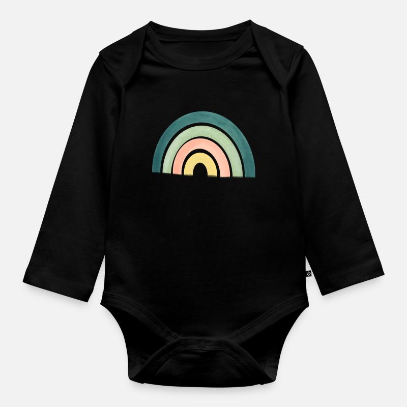 Regenbogen - Baby Bio-Langarm-Body - Schwarz