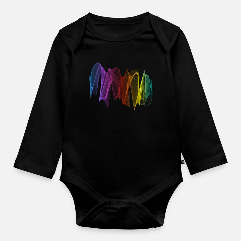 Abstrakte Linien Design 07 - Baby Bio-Langarm-Body - Schwarz