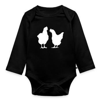 Poulets poules poulet la volaille la volaille - Body Bébé bio manches longues - noir - Devant