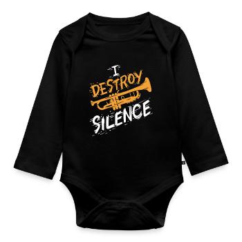Trumpet Trumpeter - Organic Longsleeve Baby Bodysuit - black - Front