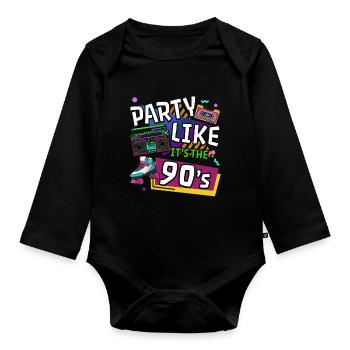 90iger Neunziger Jahrgang - Baby Bio-Langarm-Body - Schwarz - Vorne
