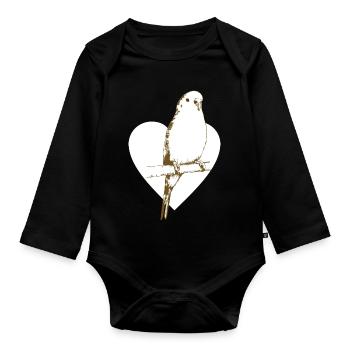 Pinson doux sur cœur - Body Bébé bio manches longues - noir - Devant