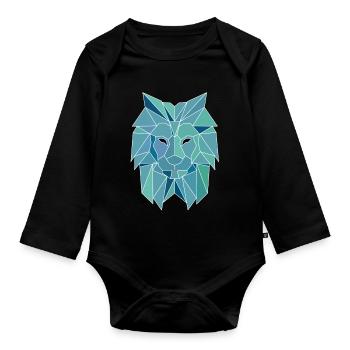 Polygon Löwe - Baby Bio-Langarm-Body - Schwarz - Vorne