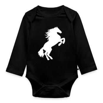 Cheval blanc moisi - Chevaux T shirt & sweat à capuche - Body Bébé bio manches longues - noir - Devant