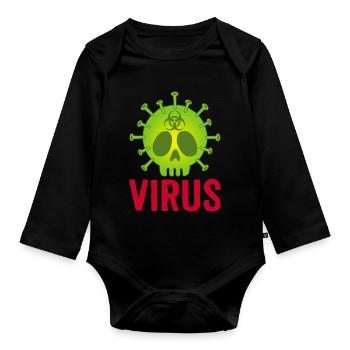 Todeskopf Virus - Baby Bio-Langarm-Body - Schwarz - Vorne