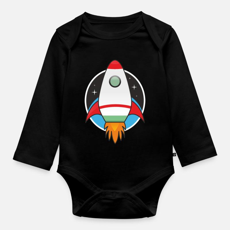 Rakete - Baby Bio-Langarm-Body - Schwarz