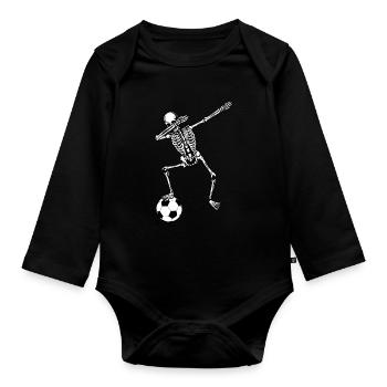 Fussballer Skelett Dab Dabbing Geschenk - Baby Bio-Langarm-Body - Schwarz - Vorne