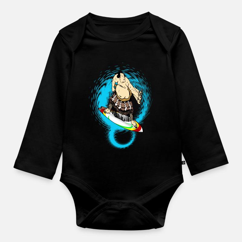 Sumo Surfer - Baby Bio-Langarm-Body - Schwarz