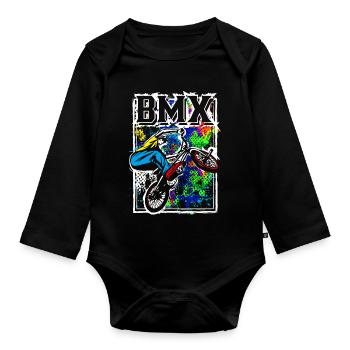 Vélo BMX | Vélo BMX | Cool BMX | BMX - Body Bébé bio manches longues - noir - Devant