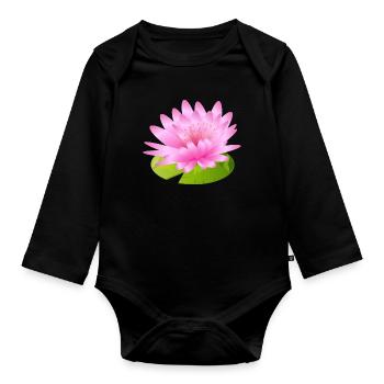 shining water lily - inspiration for great artists - Organic Longsleeve Baby Bodysuit - black - Front