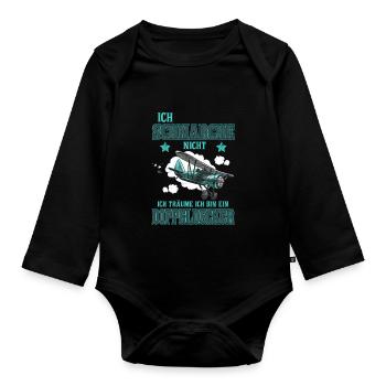 Ich Schnarche Nicht. Träume Bin ein Doppeldecker - Baby Bio-Langarm-Body - Schwarz - Vorne
