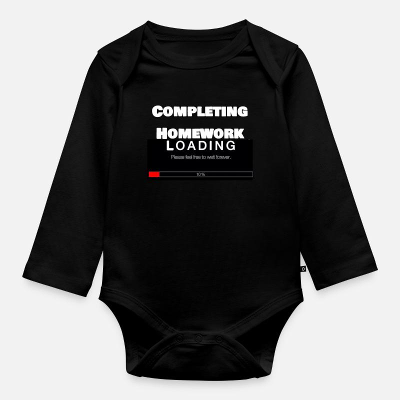 Scrolling Loading Bar University Funny Print - Organic Longsleeve Baby Bodysuit - black