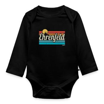 Ehrenfeld Veedel Köln Viertel Retro Vintage Surfer - Baby Bio-Langarm-Body - Schwarz - Vorne