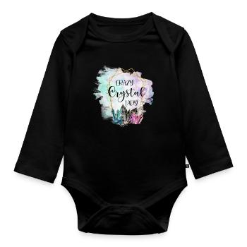 Kristall Crystal Lady Heilpraktikerin Geschenk - Baby Bio-Langarm-Body - Schwarz - Vorne