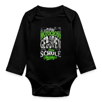 Né au motocross forcé à l'école - Body Bébé bio manches longues - noir - Devant
