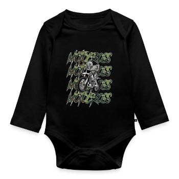 Motocross camouflage - Organic Longsleeve Baby Bodysuit - black - Front
