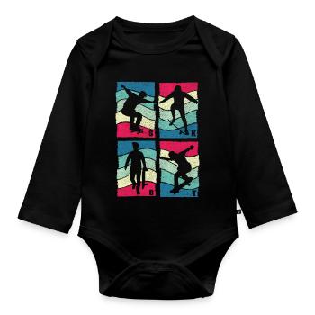SK8R | Skate | Skateboard | Skating - Organic Longsleeve Baby Bodysuit - black - Front
