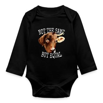 Vegan Not The Same But Equal Vegetarier Tierfreund - Baby Bio-Langarm-Body - Schwarz - Vorne