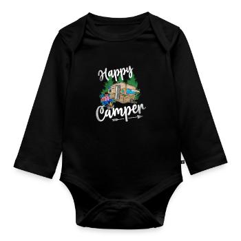 Happy Camper - Body Bébé bio manches longues - noir - Devant