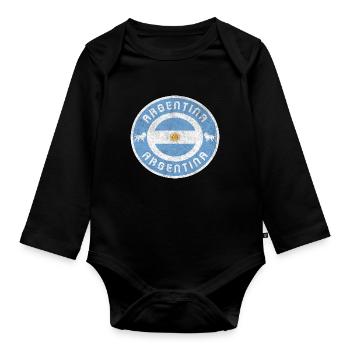 Argentinien Vintage Design mit Flagge / Geschenk - Baby Bio-Langarm-Body - Schwarz - Vorne