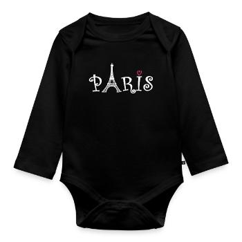Paris (Paris) - Baby Bio-Langarm-Body - Schwarz - Vorne