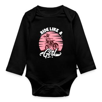 Ride Like A Girl Motocross - Body Bébé bio manches longues - noir - Devant
