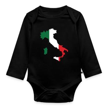 Italy Flag Map - Organic Longsleeve Baby Bodysuit - black - Front