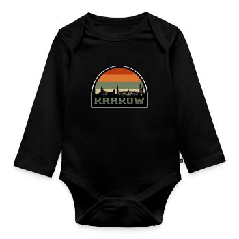 Krakau Polen Skyline Travel Souvenir Polnische Flagge - Baby Bio-Langarm-Body - Schwarz - Vorne