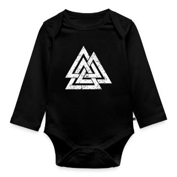 Symbole de Valknut - Vikings Celtes peuples germaniques - Viking - Body Bébé bio manches longues - noir - Devant