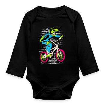 Vélo BMX | BMX coloré - BMX Rider - Body Bébé bio manches longues - noir - Devant