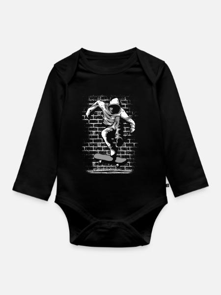 Skate | Patinador | Patineta | Patinaje - Langærmet babybody, økologisk bomuld - sort