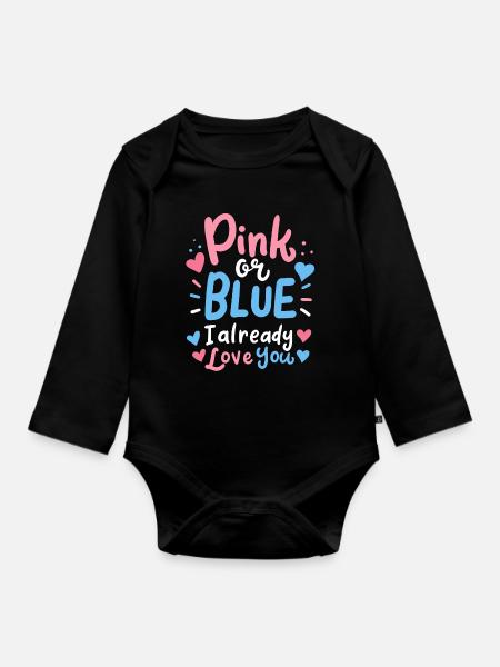 Gender Reveal Party - Baby Bio-Langarm-Body - Schwarz